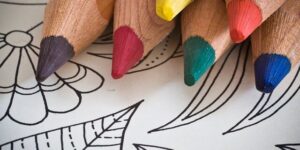 coloring book with pencil crayons