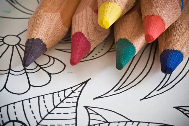 coloring book with pencil crayons